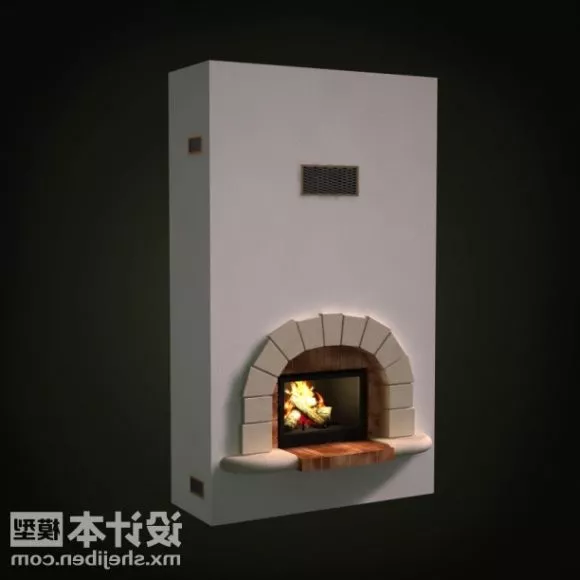 Stone Fireplace Modern Shape 3d model