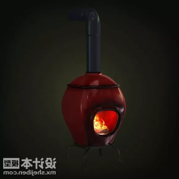 Fireplace Red Round Shaped 3d model Fireplace Red Round Shaped 3d model