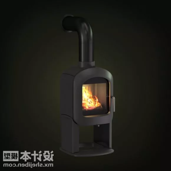 Stone Fireplace Modern Shape 3d model
