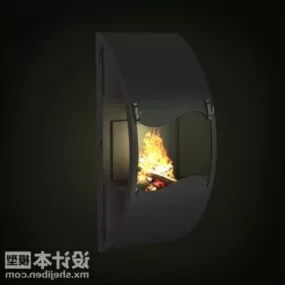 Curved Shaped Iron Fireplace 3d model