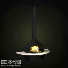 Modern Cylinder Fireplace Chimney 3d model