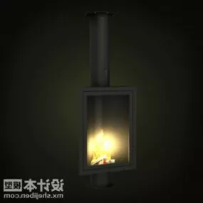 Modern Iron Rectangular Fireplace 3d model