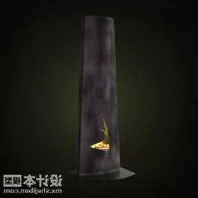 Vintage Cylinder Iron Fireplace 3d model