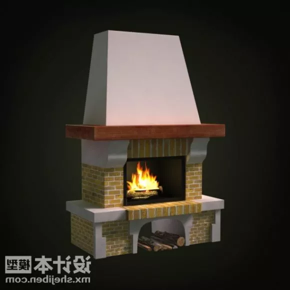 Stone Fireplace Modern Shape 3d model