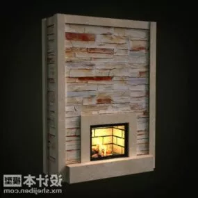 Rectangular Fireplace Stone Material 3d model