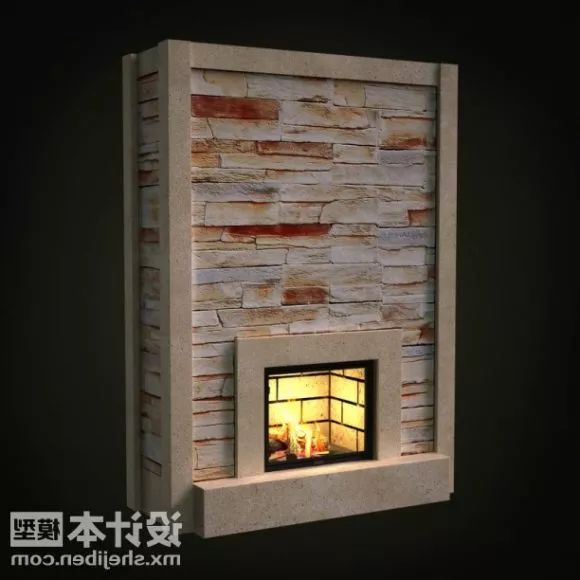 European Stone Carved Fireplace 3d model