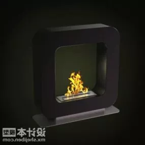 Modern Black Fireplace 3d model