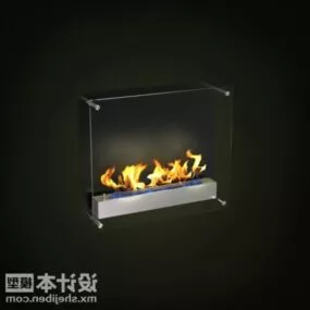 Modern Black Fireplace V1 3d model
