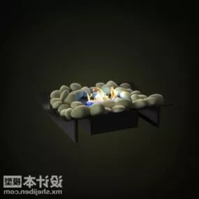 Outdoor Gravel Fireplace 3d model