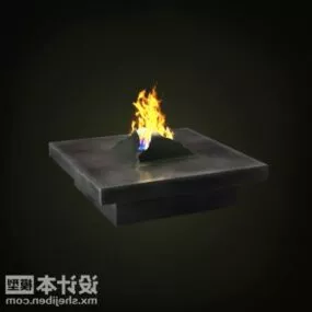 Concrete Floor Fireplace 3d model
