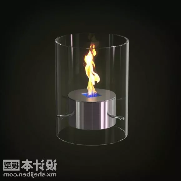 Elegant Stone Fireplace With Fire 3d model