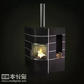 Living Room Modern Fireplace 3d model