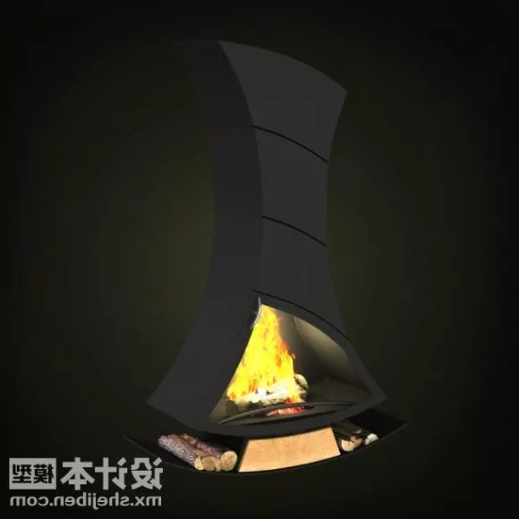 Modern Fireplace With Marble Stand 3d model