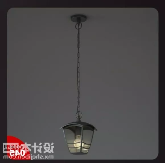 Ceiling Mount Outdoor Lamp With Iron Chain 3d model Ceiling Mount Outdoor Lamp With Iron Chain 3d model