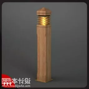 Outdoor Garden Lamp Wood Material 3d model