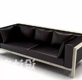 Modern Sofa Leather Black Color 3d model
