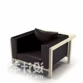 Single Sofa Armchair Black Leather 3d model