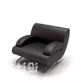 Living Room Sofa Armchair Black Leather 3d model