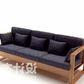 Multiplayer Fabric Sofa Wood Base 3d model