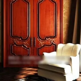 White Sofa Armchair With Cabinet 3d model