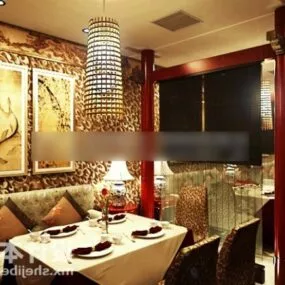 Luxurious Restaurant Table And Chair Set 3d model