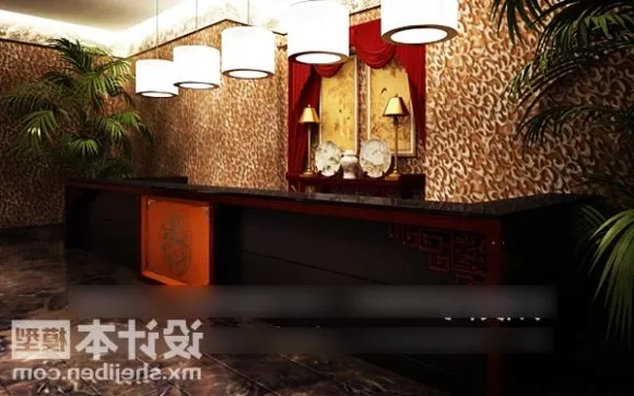 Reception Desk With Ceiling Lamp 3d model Reception Desk With Ceiling Lamp 3d model