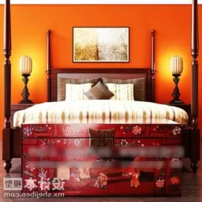 Double Bed Antique Design 3d model