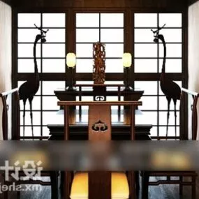 Table And Chair Antique Style 3d model