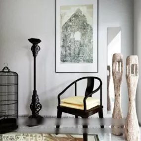 Elegant Antique Wood Chair 3d model