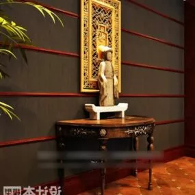 Entrance Hall Cabinet Asian Style 3d model