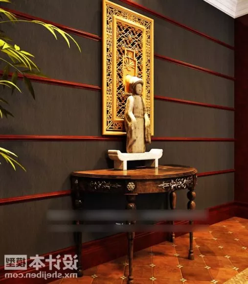 Entrance Hall Cabinet Asian Style 3d model Entrance Hall Cabinet Asian Style 3d model