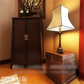 Bedside Table With Vintage Cabinet 3d model