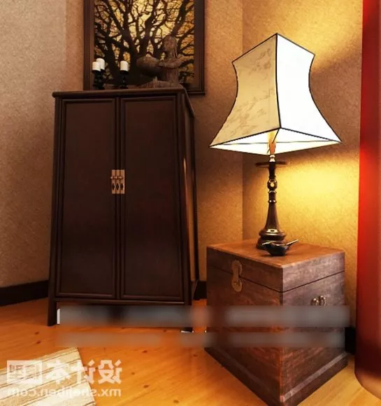 Bedside Table With Vintage Cabinet 3d model Bedside Table With Vintage Cabinet 3d model