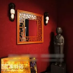 Asian Classic Mirror Decoration 3d model