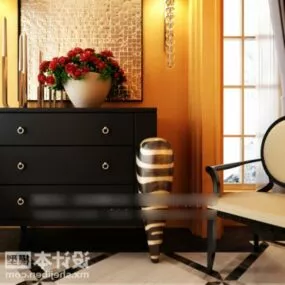 Entrance Hall Cabinet With Flower Vase Pot 3d model