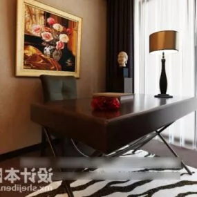 Work Table And Chair With Painting 3d model