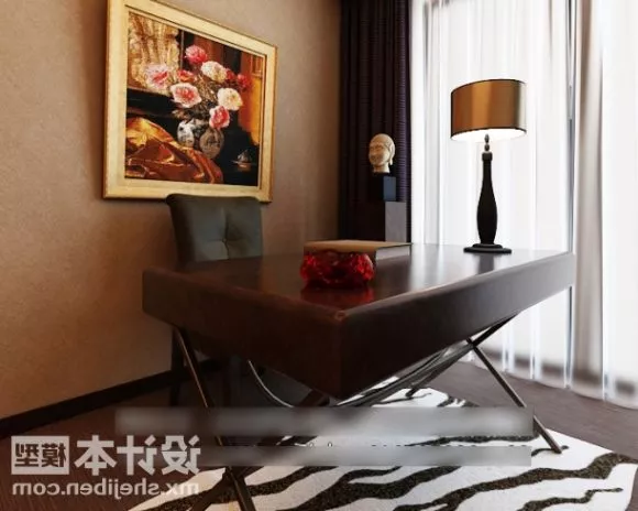 Work Table And Chair With Painting 3d model Work Table And Chair With Painting 3d model