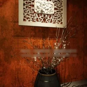 Decoration Of Vase Pot With Painting 3d model