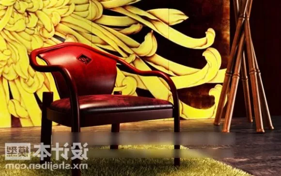 Antique Red Leather Chair 3d model Antique Red Leather Chair 3d model