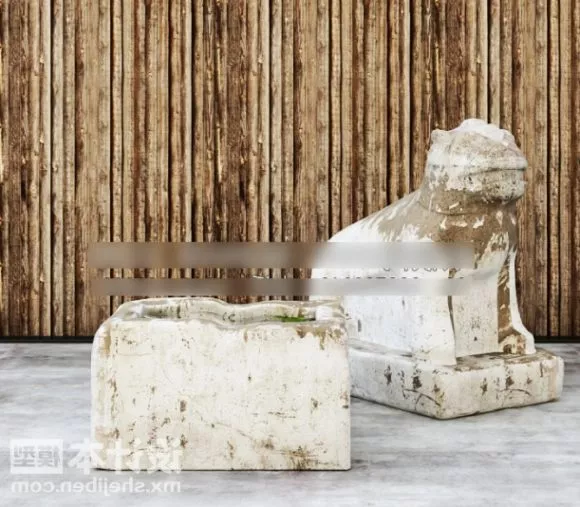 Chinese Ancient Lion Sculpture 3d model