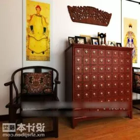 Chinese Vintage Chair Furniture 3d model