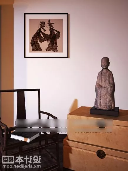 Chair With Console Table And Buddha Statue 3d model Chair With Console Table And Buddha Statue 3d model