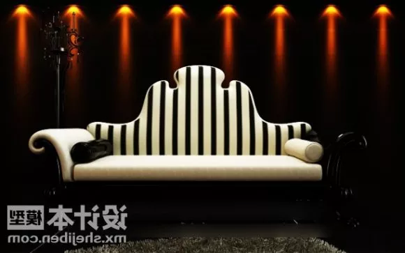 Beauty Retro Sofa With Strip Pattern 3d model Beauty Retro Sofa With Strip Pattern 3d model
