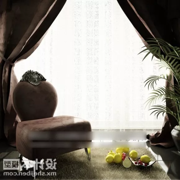 Single Armchair Fabric Textile 3d model