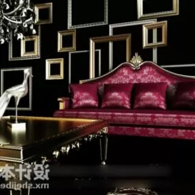 European Classic Velvet Sofa Furniture 3d model