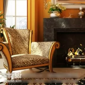 Sofa Armchair Elegant Retro Furniture 3d model