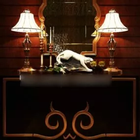 Entrance Hall Cabinet With Table Lamp Furniture 3d model