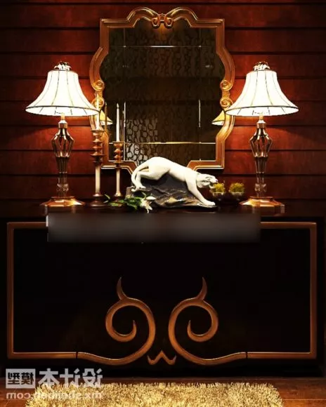 Entrance Hall Cabinet With Table Lamp Furniture 3d model Entrance Hall Cabinet With Table Lamp Furniture 3d model