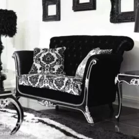 Black Velvet Armchair 3d model
