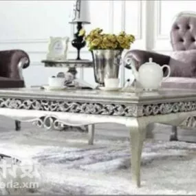 European Royal Carved Coffee Table 3d model